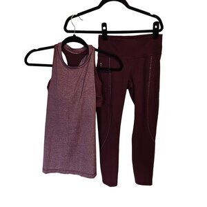 Lululemon Extra Mile Crop Reflective Leggings Pants Garnet Women's 2